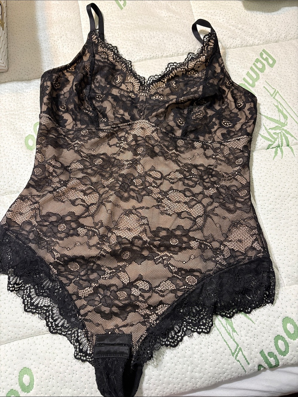 Black Lace Bodysuit - Sheer Floral Lace Shapewear